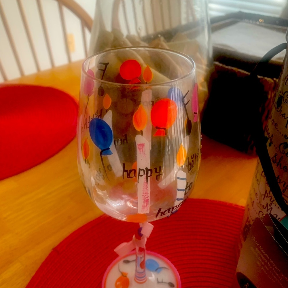 Delish Happy Birthday wine glass.